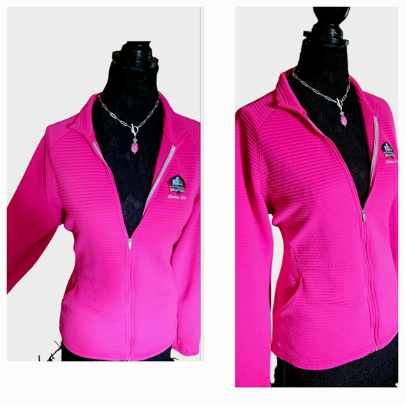Pink Zip-Up Sweatshirt. From Football Hall Of Fame. Come With Necklace - Picture 1 of 4